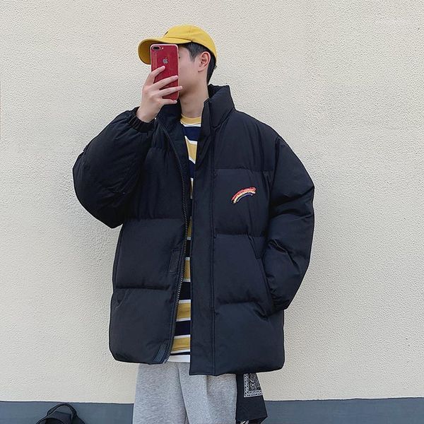 

men's down & parkas oversized jacket men thicken loose long sleeve korean harajuku zipper manteau homme winter coat de50mmf1, Black