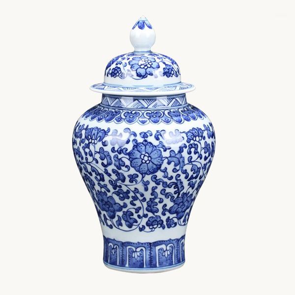 

jingdezhen porcelain blue and white porcelain general tank vase ornament furniture living room porch gift1