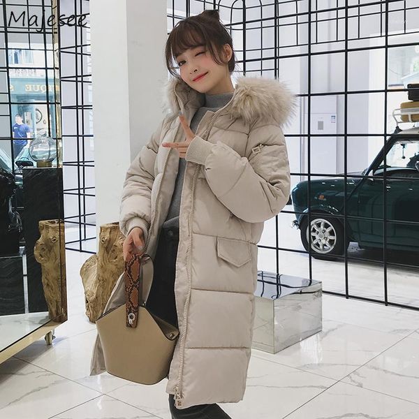

long coat women plus size thicker warm korean style solid simple all match womens winter fashion 2019 kawaii parkas zipper soft1, Black