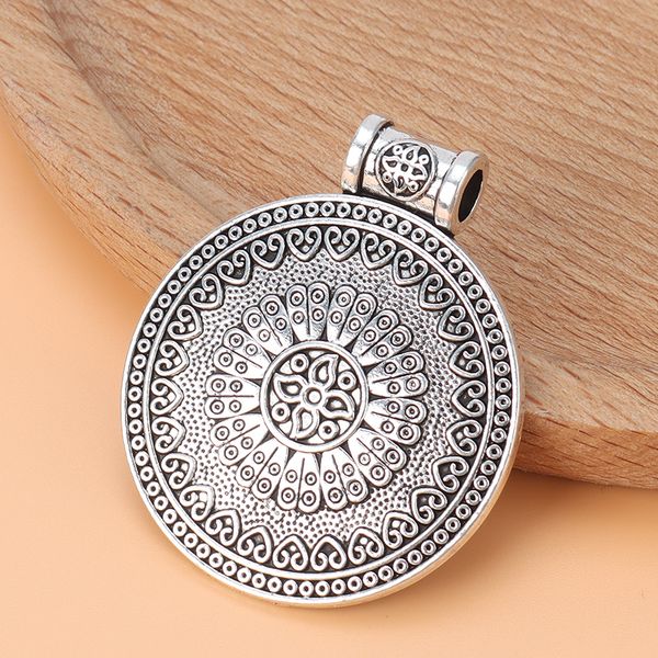 

20pcs/lot silver color large round flower charms pendants for necklace jewelry making accessories q1209, Bronze;silver