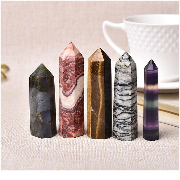 

30 color natural stones crystal point wand amethyst rose quartz healing stone energy ore mineral crafts home decora jllbts, Black