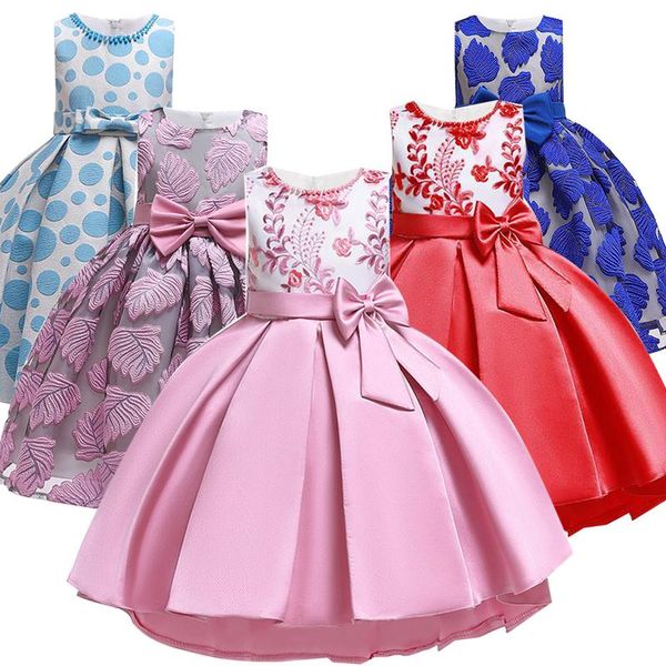 

girl's dresses flower girls dress elegant princess party kids for costume children wedding 3 6 7 8 10 year vestido, Red;yellow