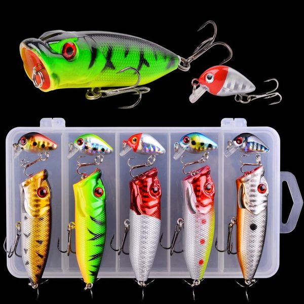 

5/10pcs popper wobbler fishing lures ater crankbait artificial bait pesca carp pike fishing lure set qylhgv