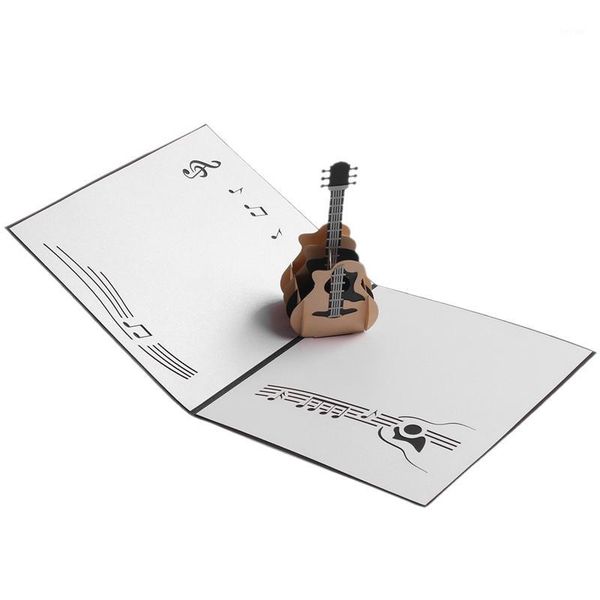 

greeting cards 3d -up laser cut old card guitar postcard birthday happy card1