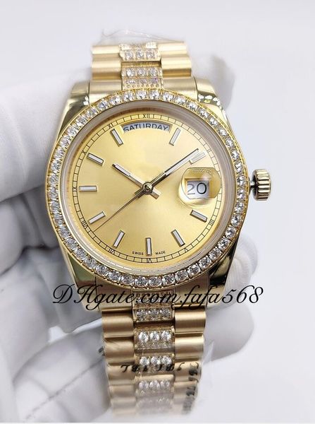 

dh maker women/mens watch 36mm 118348 green diamond dial day date president asia 2813 automatic watches r117a, Slivery;golden