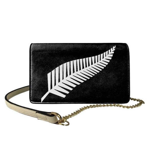 

luxury new zealand fern print shoulder bag women leather mini flap square crossbody bags single chain sling bag feather pattern