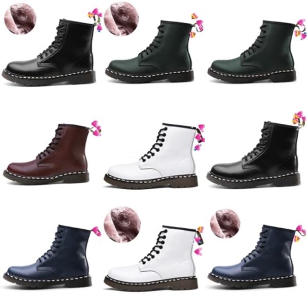 

genuine leather casual boots women shoes martin boots plaid stitching upper is imported calfskin plaid stripe women short boots#7963222, Black