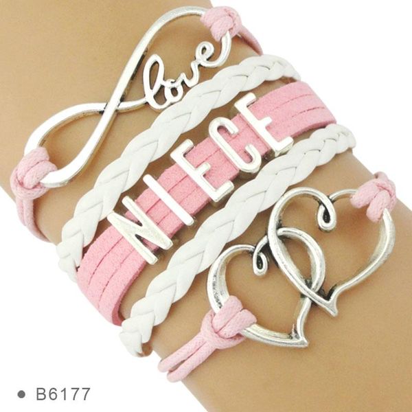 

charm bracelets fashion gift for niece heart to leather women, Golden;silver