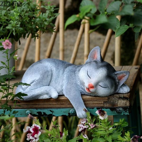 

decorative objects & figurines creative pastoral resin animal sculpture lazy cat garden balcony flower stand decoration gardening cute outdo