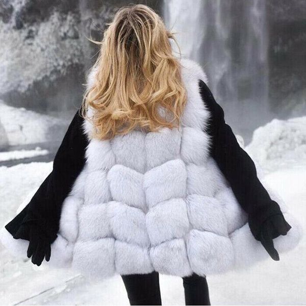

zity fur vest coat luxury faux warm women coat vests winter fashion furs women 's coats jacket gilet veste 4xl, Black