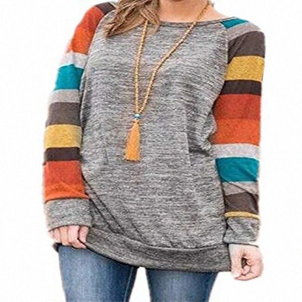 

women's plus size blouse solid color long sleeve round neck active basic casual date vacation polyester fall winter color bar and gray, Black