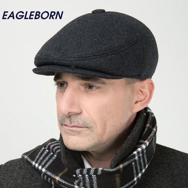 

winter hats woolen cap ear protect warm man hat foldable military berets leisure thicken soldier cap touca y200110, Blue;gray