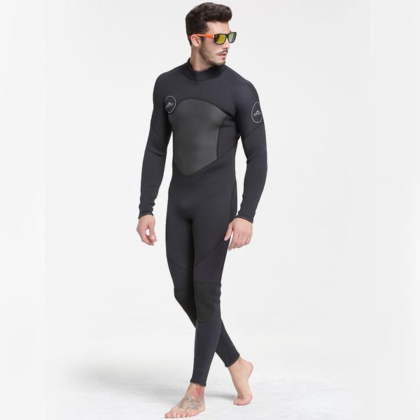 

factory wholesale new 3mm wetsuit men's wet-type one-piece warm snorkeling suit long-sleeved cold surfing winter swimsuit