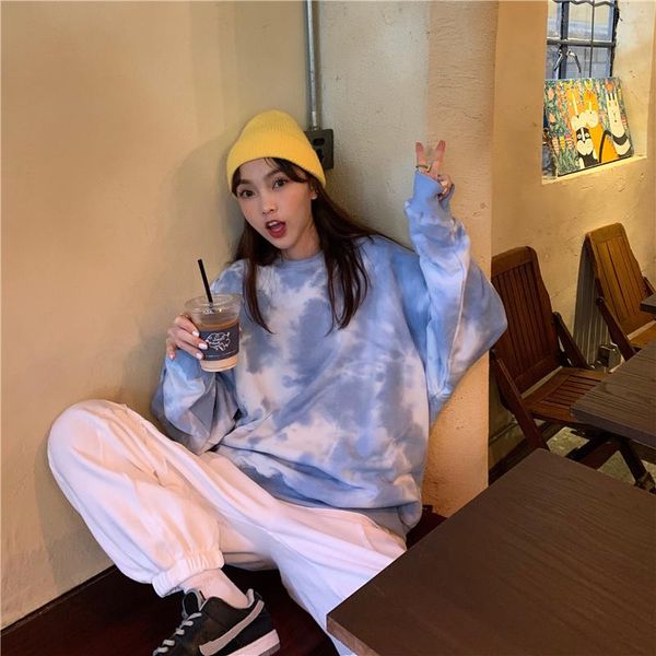 

women's sweatshirts japanese harajuku ulzzang vintage lazy loose ins white cloud sweatshirt female korean clothing for women, Black