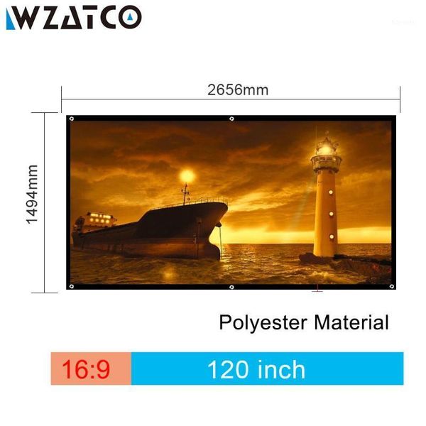 

wzatco 100inch screen 120inch 16:9 without frame portable polyester projection screen for hd led ctl80 c80 uc46 projector beamer1