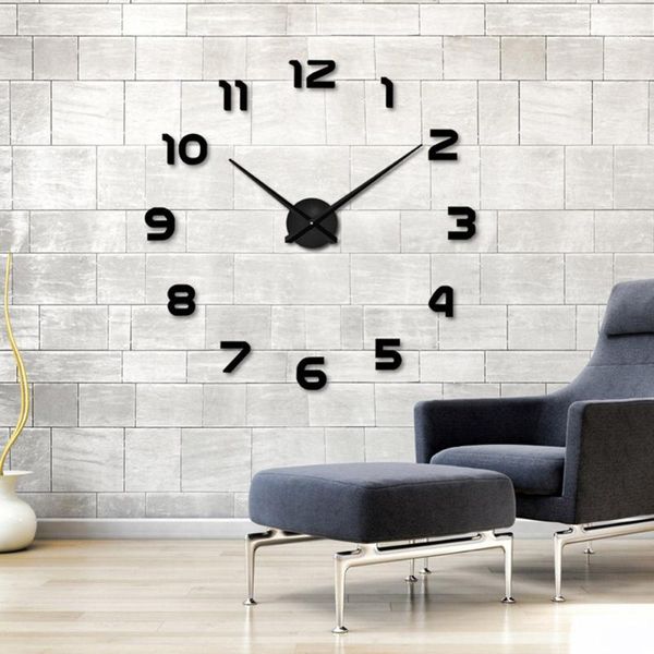 Verkauf 3D DIY Wanduhr Moderne Design Saat Reloj De Pared Metall Kunst Wohnzimmer Acryl Spiegel Uhr Horloge Murale1 uhren