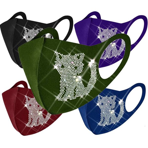 

mask designer face mask cotton face graffiti dustproof breathable black color trendy cat flash diamond mask