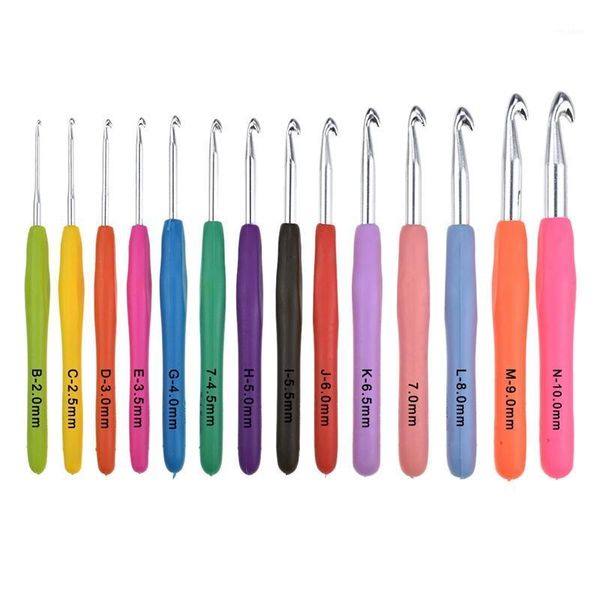 

14pcs aluminum crochet hooks set multi-color knitting needles weave yarn craft set (2.0-10mm)1, Black