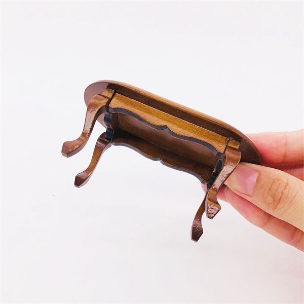 

1: 12 wooden mini furniture doll house oval tea table 12 points dollhouse handmade design crsm