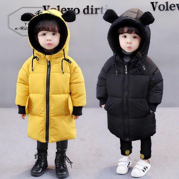 

baby winter boys and girls 1 medium long clothes 2 cotton padded jacket thickened coat 3 children's, Blue;gray