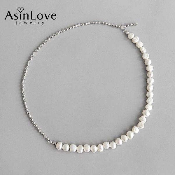 

asinlove fashion baroque freshwater pearls necklace for women handmade design real 925 sterling silver beads chain fine jewelry