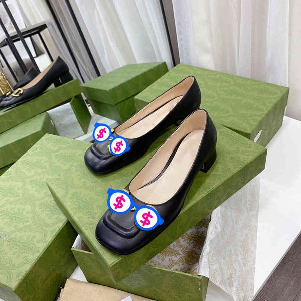 

brand shoes famous women's designer lulu jumpman 1.5cm high heel flat quality leather red bottom metal buckle square naked pink black