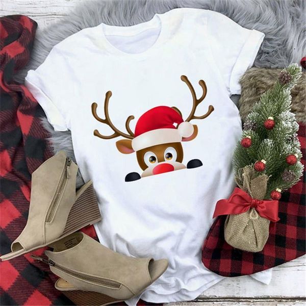 

cute reindeer t shirt women fashion christmas harajuku short sleeve t-shirt white casual soft tshirt