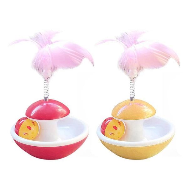 

kitten pet cat interactive toy funny feather bell tumbler rolling ball toy 26#