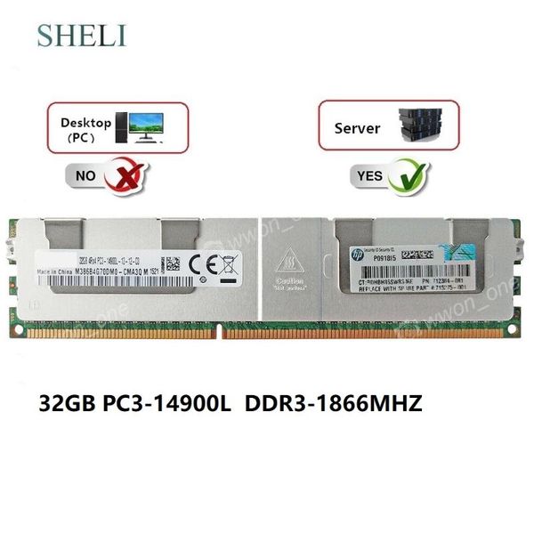 

sheli 32gb 4rx4 pc3-14900l ddr3-1866 mhz 240pin 1.5v ecc lrdimm server memory