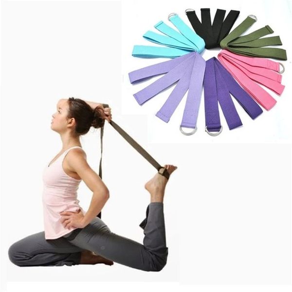 Yoga Kayışı Dayanıklı Pamuk Egzersiz Sapanlar Direnç Bantları Ayarlanabilir D-Ring Toka Yoga Germe Pilates 1.8MX3.8cm için esneklik verir