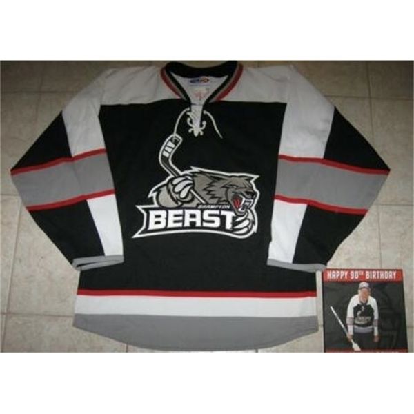 

121 customize brampton beast athletic knit echl jersey embroidery hockey jersey or custom any name or number retro jersey, Black