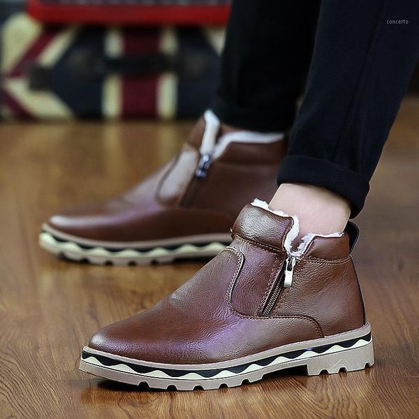 

men winter boots leather boots men snow super comfort winter shoes ankle fur shoes snow1, Black