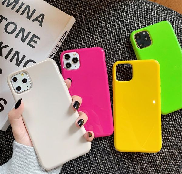 

fluorescent color phone case for iphone 11 promax 6 7 8 plus x xr xs max soft tpu plain pure solid color back c qylzpf infant2005