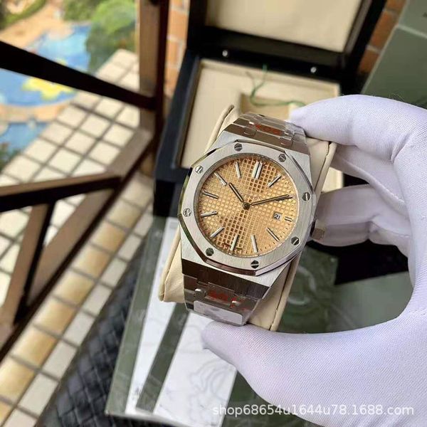 

men's watch with fashionable and simple steel strip waterproof and fully automatic mechanical movement, Slivery;brown