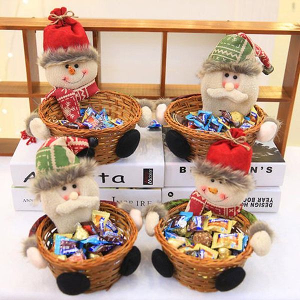 

christmas tabledecoration children's snowman large fruit candy basket gift holders1