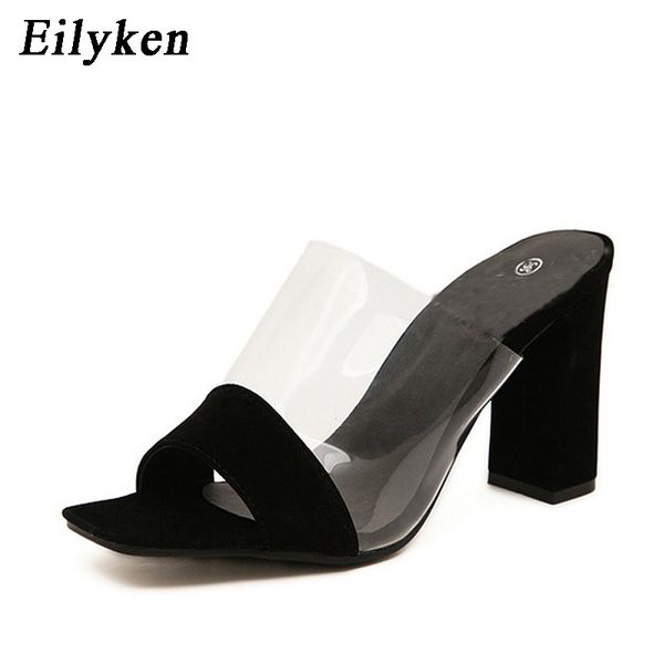 

eilyken 2020 summer rome sandals women leisure slippers fashion women's sandals slides shoes square heel 9.5cm t200111, Black