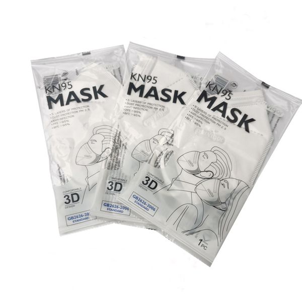 

kn95 mask white disposable face mask non-woven dustproof windproof respirator fabric protective mouth masks individual package