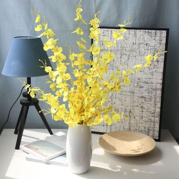 

11pc handmade beautiful wedding artificial flower oncidium for party living room home decoration 100cm silk bouquet fake flowers