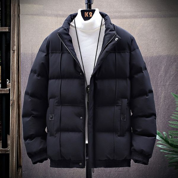 

2021 new winter jacket coat mens casual warm parka solid thick men outerwear long sleeve male windproof overcoat fashion new zx5f, Black