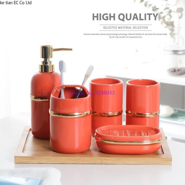 

bath accessory set european bathroom kit wash 5 pcs lotion bottle / toothbrush holder soap dish send a friend wedding gift1
