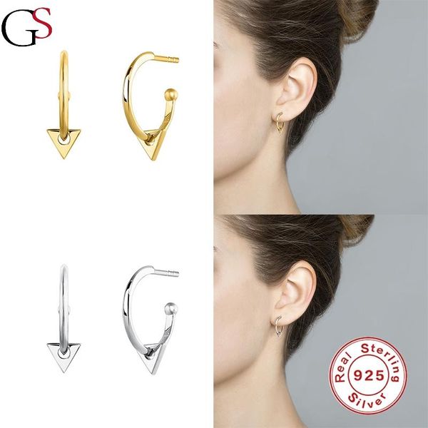 

stud gs women's earrings triangle hanging pendientes 925 sterling silver 2021 trend boucle oreille femme for dating party, Golden;silver