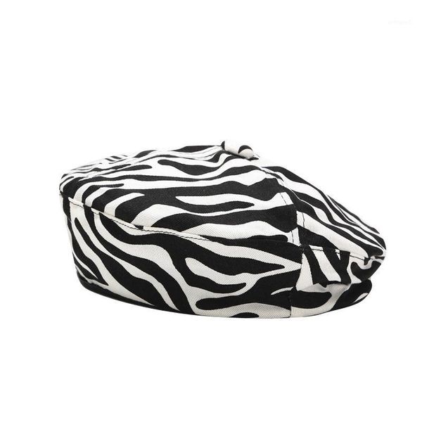 

berets men women winter octagonal cap artist painter streetwear pumpkin hat cotton windproof flat zebra pattern beret autumn u821, Blue;gray