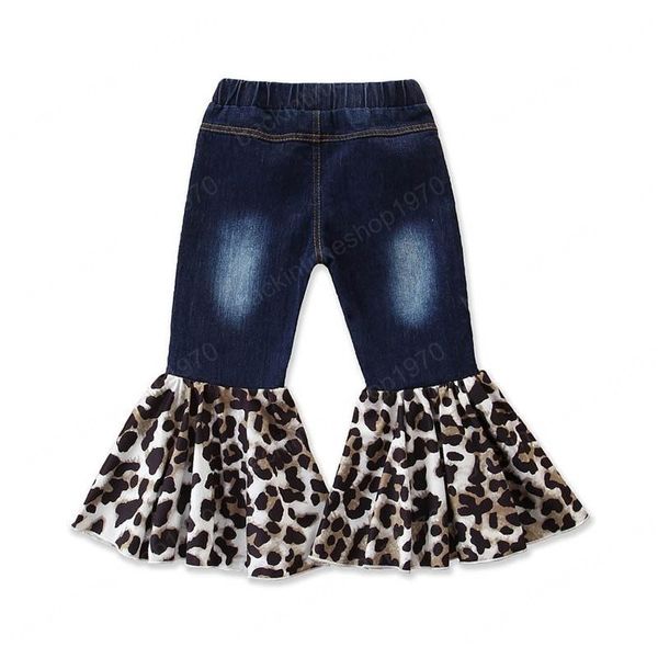 Pantaloni per ragazze leopardati INS denim per ragazze Jeans per ragazze pantaloni a zampa d'elefante pantaloni per bambini jeans per bambini pantaloni per bambini Pantaloni a zampa d'elefante