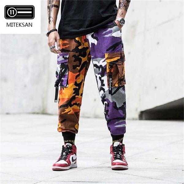

new joggers cargo men streetwear camouflage fashions hip korean trousers casual plus size cp pants pantalones hombre 201218, Black
