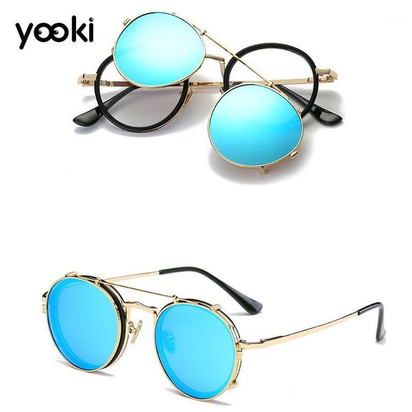 

2020 fashion steampunk clip on sunglasses removable round glasses polarized drive uv400 lenses prescription eyeglasses frame usa1, White;black