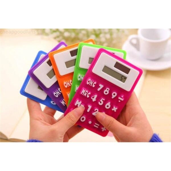 

solar mini energy foldable silicone calculator candycolor creative magnetic student card calculadora school office use tool