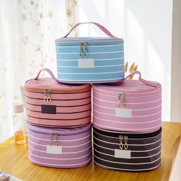 

fashion women's simple large capacity oxford cloth storage bag cosmetic bag stripped leisure travel trend storage 20201