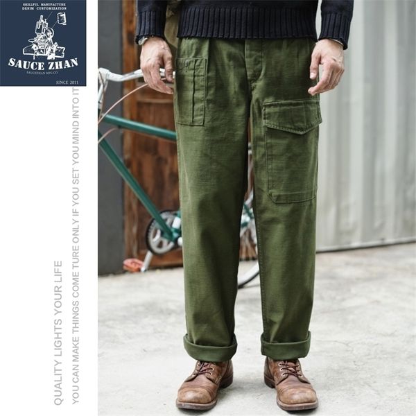 SauceZhan P37 British Army OG107 Utility Fatigue Classic Military Olive Sateen Baker PantsCapris Cargohose 201109