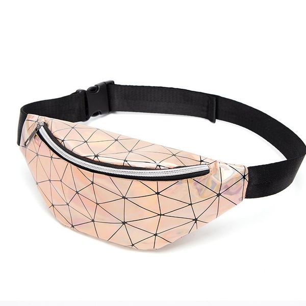 

2020 new ladies waterproof waist bag pu leather laser bag running sports messenger chest travel storage