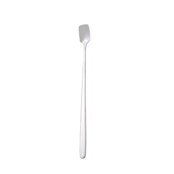 

304 stainless steel square head ice spoons home kitchen long handle coffee dessert cocktail stirring scoops h bbyved